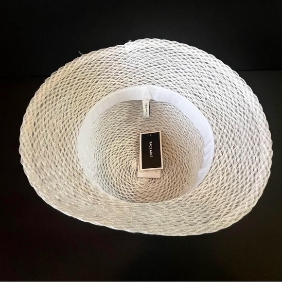 Nine West Womens Sun Hat White Wide Brim Boat Garden Golf Travel Straw Summer - Picture 4 of 6